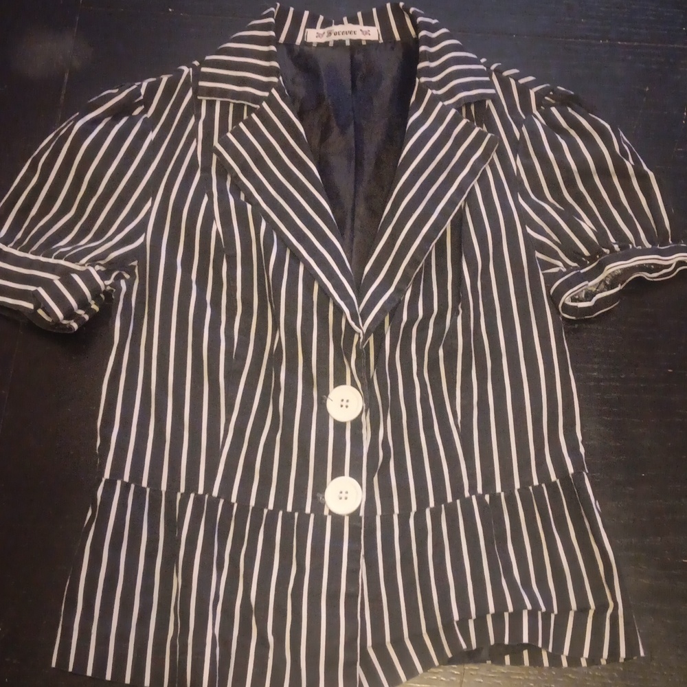 Forever 21 Black and White Striped Blazer